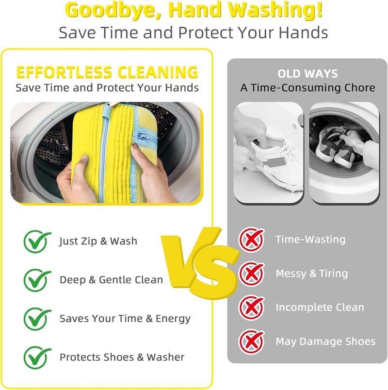 DOBVDLA Shoe Washing Machine Bag | Laundry Shoe Bag for Washer and Dryer, 2pcs Reusable Shoes Cleaner Bags, Chenille Microfiber for Sneakers Tennis Shoes, Zipper with Lock Ring - Image 3